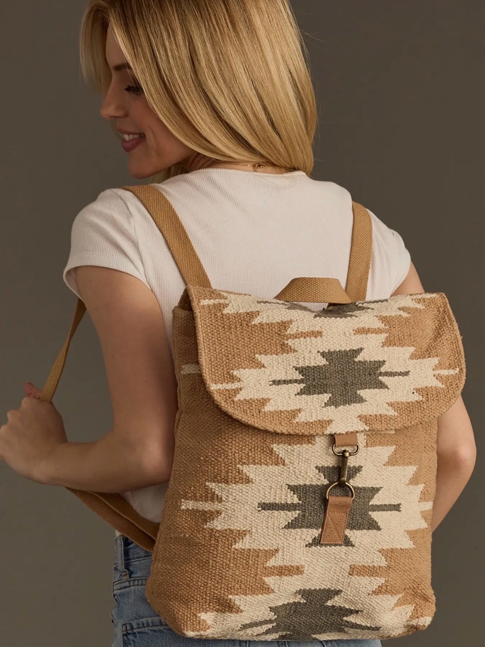 Panache Apparel Co. Tan, Cream & Gray Aztec Backpack